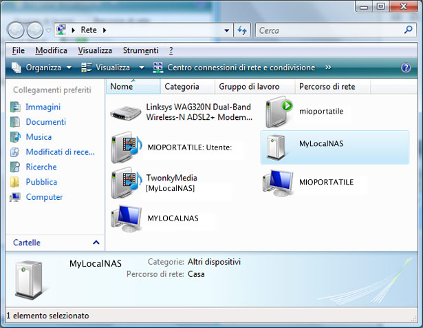 Lista risorse sulla rate locale di Windows Vista