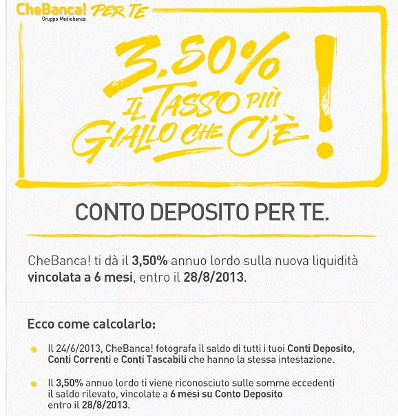 Promozione 3,5% per 6 mesi con Chebanca