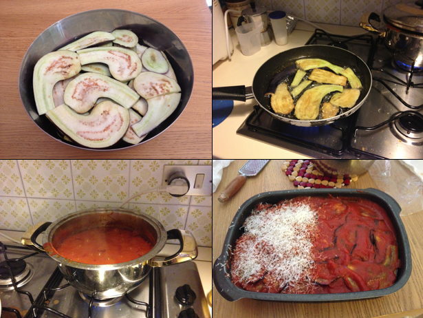 Preparazione melanzane alla parmigiana