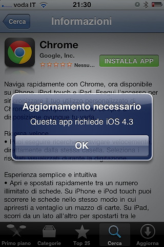 Niente Google Chrome on iOS 4.2
