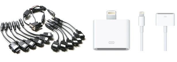 Two Apple connectors and 18 Samsung connectors