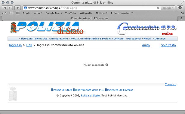 Sito in Java per il Commissariato di Polizia di Stato